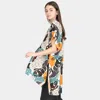 Fashnzfab Tropical Leaf Patterned Cover Up Kimono Poncho In Multi