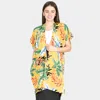 Fashnzfab Tropical Leaf Patterned Lace Cover Up Kimono Poncho In Yellow