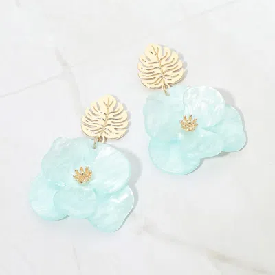 Fashnzfab Tropical Leaf Resin Bold Flower Drop Earrings In Neutral