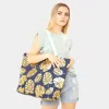 Fashnzfab Tropical Leaves Foil Beach Bag In Blue