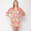 Fashnzfab Tropical Print Cover Up Poncho In Pink