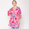 Fashnzfab Tropical Print Cover Up Poncho In Pink