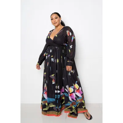 Fashnzfab Tropical Print Maxi Dress In Multi