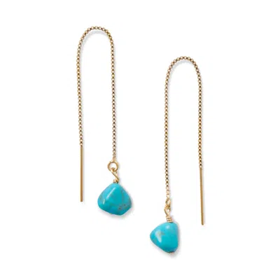 Fashnzfab Turquoise Bead Threader Earrings In Neutral
