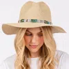 Fashnzfab Turquoise Beads Band Straw Sun Hat In Sand