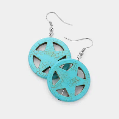 Fashnzfab Turquoise Star Drop Earrings In Brown