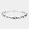 Fashnzfab Turtle Accented Antique Metal Stretch Bracelet In Silver