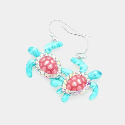 Fashnzfab Turtle Dangle Earrings In Green