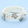 Fashnzfab Turtle Pearl Stretch Bracelet In White