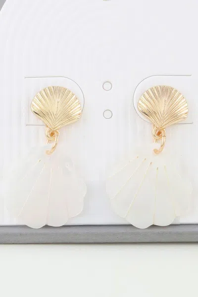 Fashnzfab Twin Seashell Drop Earrings In Gold