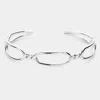 Fashnzfab Twisted Brass Metal Open Hexagon Cuff Bracelet Rhodium In Multi