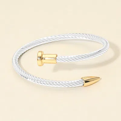 Fashnzfab Twisted Cable Nailhead Wrap Bangle Bracelet In Pink