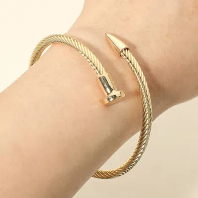 Fashnzfab Twisted Cable Nailhead Wrap Bangle Bracelet In Red