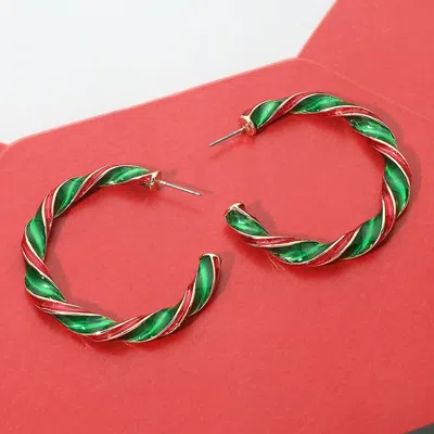 Fashnzfab Twisted Christmas Hoop Earrings In Multi