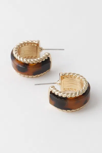 Fashnzfab Twisted Marble Huggie Earrings In Brown