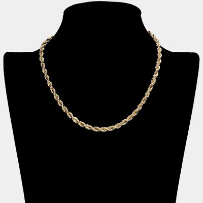 Fashnzfab Twisted Metal Chain Necklace - Gold