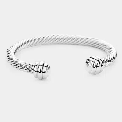 Fashnzfab Twisted Metal Cuff Bracelet In Silver