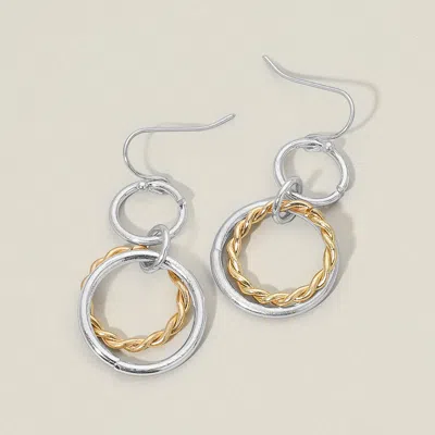 Fashnzfab Twisted Metal Double Circle Link Drop Earrings In Multi