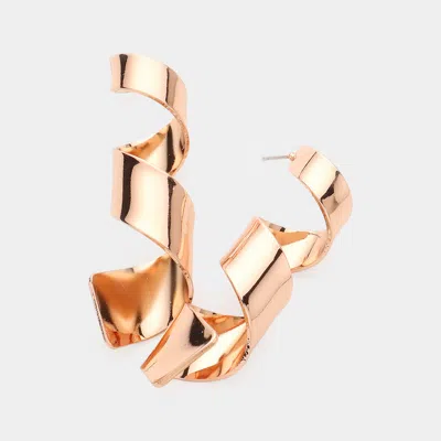 Fashnzfab Twisted Metal Earrings - Rose Gold