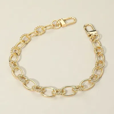 Fashnzfab Twisted Metal Oval Link Chain Bag Charm In Gold