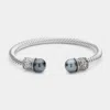 Fashnzfab Twisted Metal Pearl Tip Cuff Bracelet In Metallic