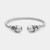 Fashnzfab Twisted Metal Pearl Tip Cuff Bracelet In Metallic