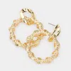 Fashnzfab Twisted Open Metal Circle Link Dangle Earrings - Gold In Gold