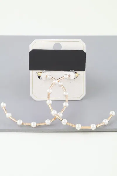 Fashnzfab Twisted Pearl Open Hoop Earrings In Metallic