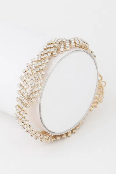 Fashnzfab Twisted Rhinestone Bracelet In Multi