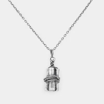 Fashnzfab Twisted Rope Metal Pendant Necklace In Silver