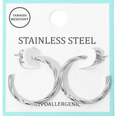 Fashnzfab Twisted Stainless Steel Hoop Earrings In Multi