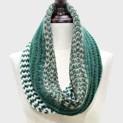 Fashnzfab Twisted Yarn Infinity Scarf In Green