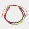 Fashnzfab Two Layer Semi Precious Stone Bead Adjustable Cinch Pull Tie Bracelet In Multi