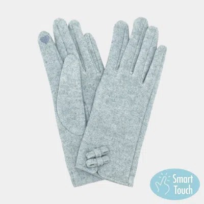 Fashnzfab Two Mini Bow Accent Soft Smart Touch Winter Gloves In Blue