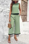 Fashnzfab Two Pieces Printed Sleeveless Pockets Sets