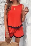Fashnzfab Two Pieces Printed Sleeveless Pockets Shorts Sets