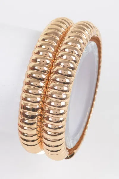Fashnzfab Two Pieces Set Metal Bangle In Gold