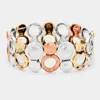 Fashnzfab Two Row Round Metal Stretch Bracelet In Multi