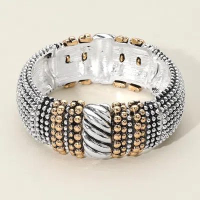 Fashnzfab Two Tone Antique Metal Boho Stretch Bracelet Two Tone In Multi
