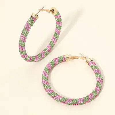 Fashnzfab Two Tone Bling Studded Hoop Earrings In Multi