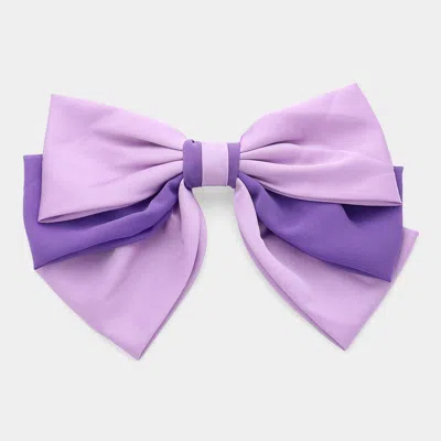 Fashnzfab Two Tone Bow Barrette In Purple