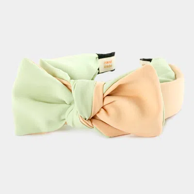 Fashnzfab Two Tone Bow Headband In Green
