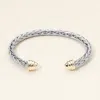 Fashnzfab Two Tone Braided Cuff Bracelet - Two Tone In Silver