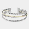 Fashnzfab Two Tone Braided Metal Cuff Bracelet - Two Tone In Metallic