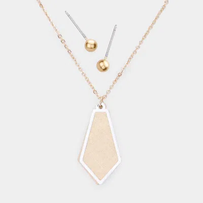 Fashnzfab Two Tone Brass Metal Pendant Necklace In Gold