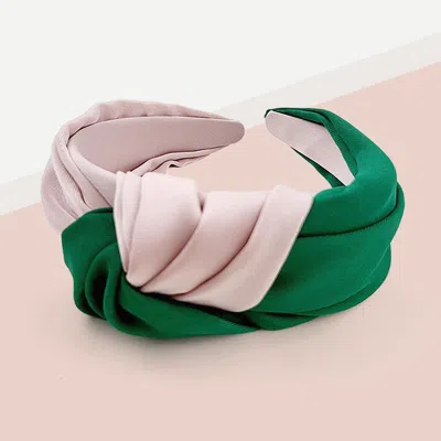 Fashnzfab Two Tone Burnout Knot Headband In Green