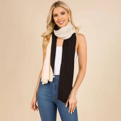 Fashnzfab Two Tone Cable Knit Scarf In Black
