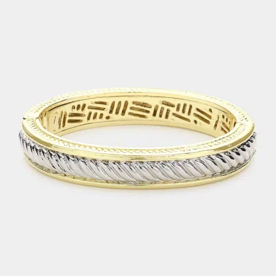 Fashnzfab Two Tone Cable Metal Hinged Bangle Bracelet Two Tone In Multi