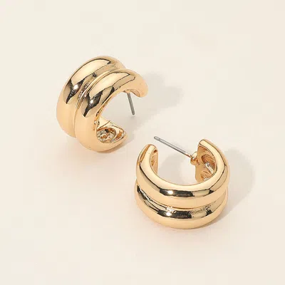 Fashnzfab Two Tone Chunky Mini Hoop Earrings In Gold