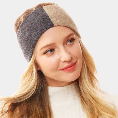 Fashnzfab Two Tone Earmuff Headband In Beige
